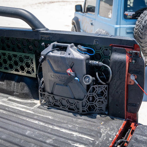 20L JERRY CAN HOLDER TUB MOUNT TO SUIT SPRAY IN TUB LINER FOR NEXT GEN FORD RANGER OR RAPTOR 2022+StorageNXG