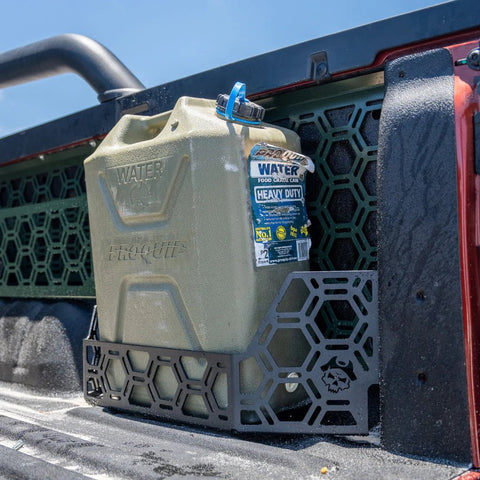 20L JERRY CAN HOLDER TUB MOUNT TO SUIT SPRAY IN TUB LINER FOR NEXT GEN FORD RANGER OR RAPTOR 2022+StorageNXG