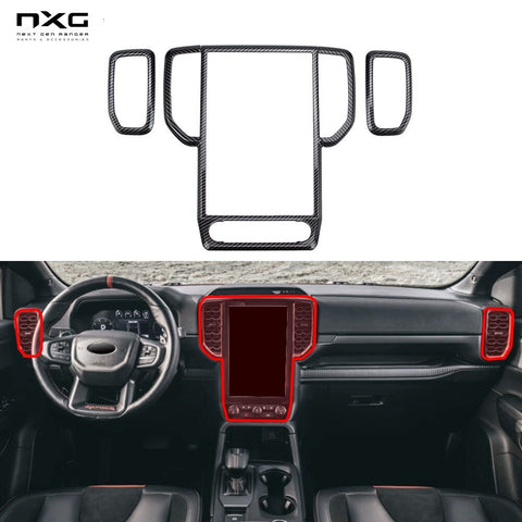ABS Carbon Fibre Style Infotainment Screen Air Vent Panel to suit Next Gen Ranger / EverestInteriorNXG