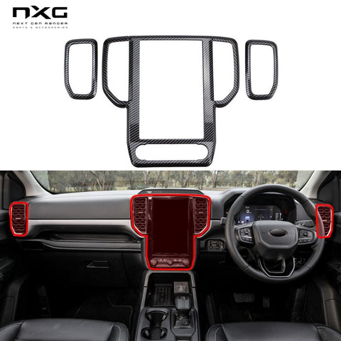 ABS Carbon Fibre Style Infotainment Screen Air Vent Panel to suit Next Gen Ranger / EverestInteriorNXG