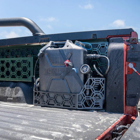 20L JERRY CAN HOLDER TUB MOUNT TO SUIT SPRAY IN TUB LINER FOR NEXT GEN FORD RANGER OR RAPTOR 2022+StorageNXG