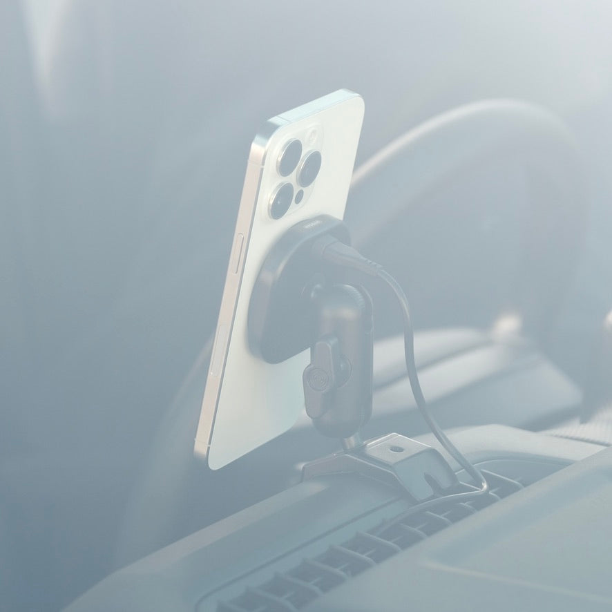 Offroam MagSafe-compatible phone mount, side view