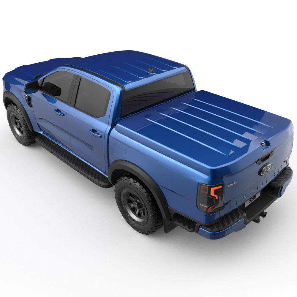 EGR 1 piece hard lid open on a Next Gen Ford Ranger tub