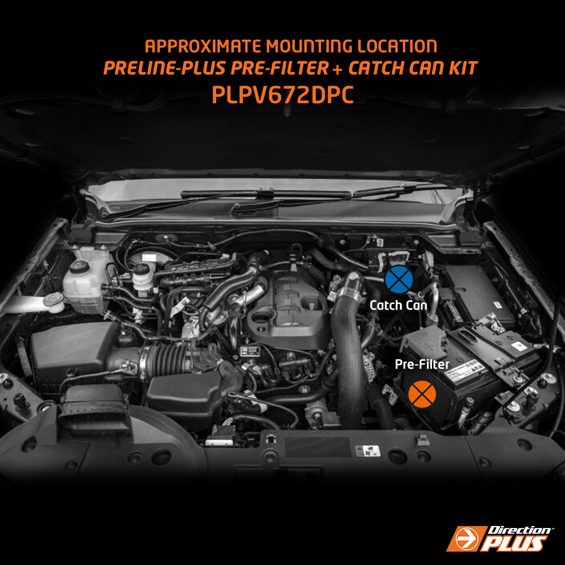 4cyl Filter & Catch Can on the Next Gen Ford Ranger & Everest, close-up detail