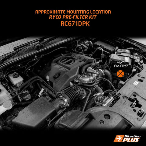 RYCO Pre-Filter Kit on the Ford Ranger & Everest Next-Gen, close-up detail