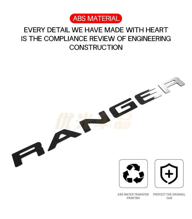 Tailgate Lettering Infill for the Next Gen Ford Ranger, front angle