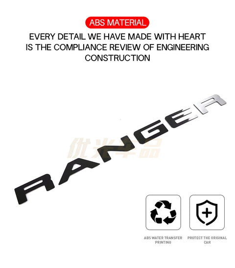 Tailgate Lettering Infill for the Ford Ranger Next-Gen, front angle