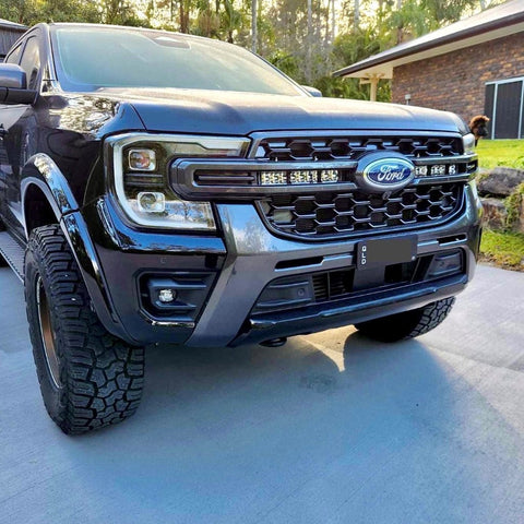 Light bar bracket fitted behind Ford Ranger Next-Gen grille