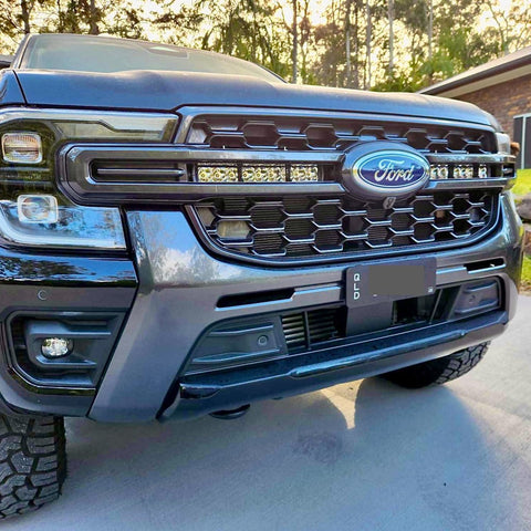 Behind the grille light bar bracket showing the light bar mounting positions