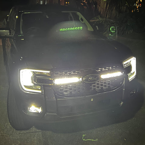 Ford Ranger Next-Gen with light bars fitted behind the factory grille