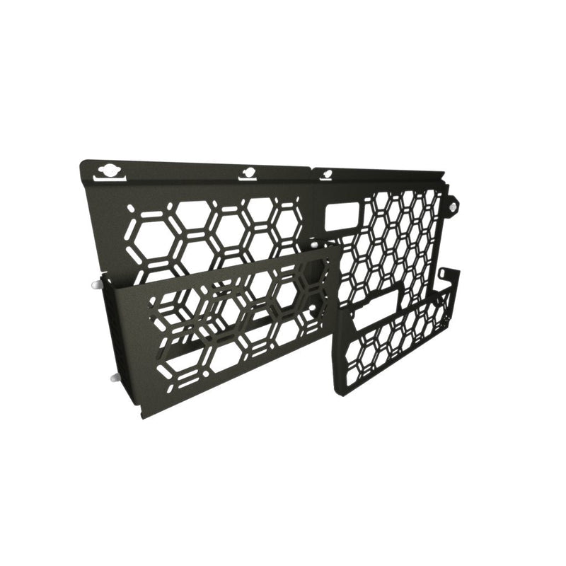 Pirate Camp Co molle panel and storage pockets for Ford Ranger Super Duty, Plastic tub liner with factory roller shutter