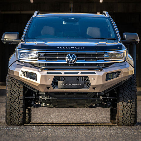 Front view of the VIKOR Diablo pre-runner bull bar on an Amarok NF