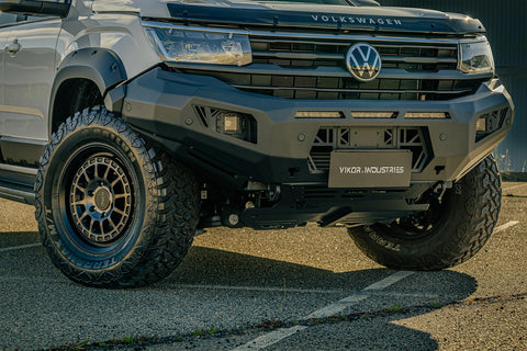Close up of the Luxe Matte Black powdercoat on the VIKOR Diablo bull bar