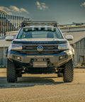 Front view of the VIKOR Diablo no loop bull bar for Amarok NF