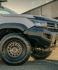 Side view of the VIKOR Diablo no loop bull bar on an Amarok NF