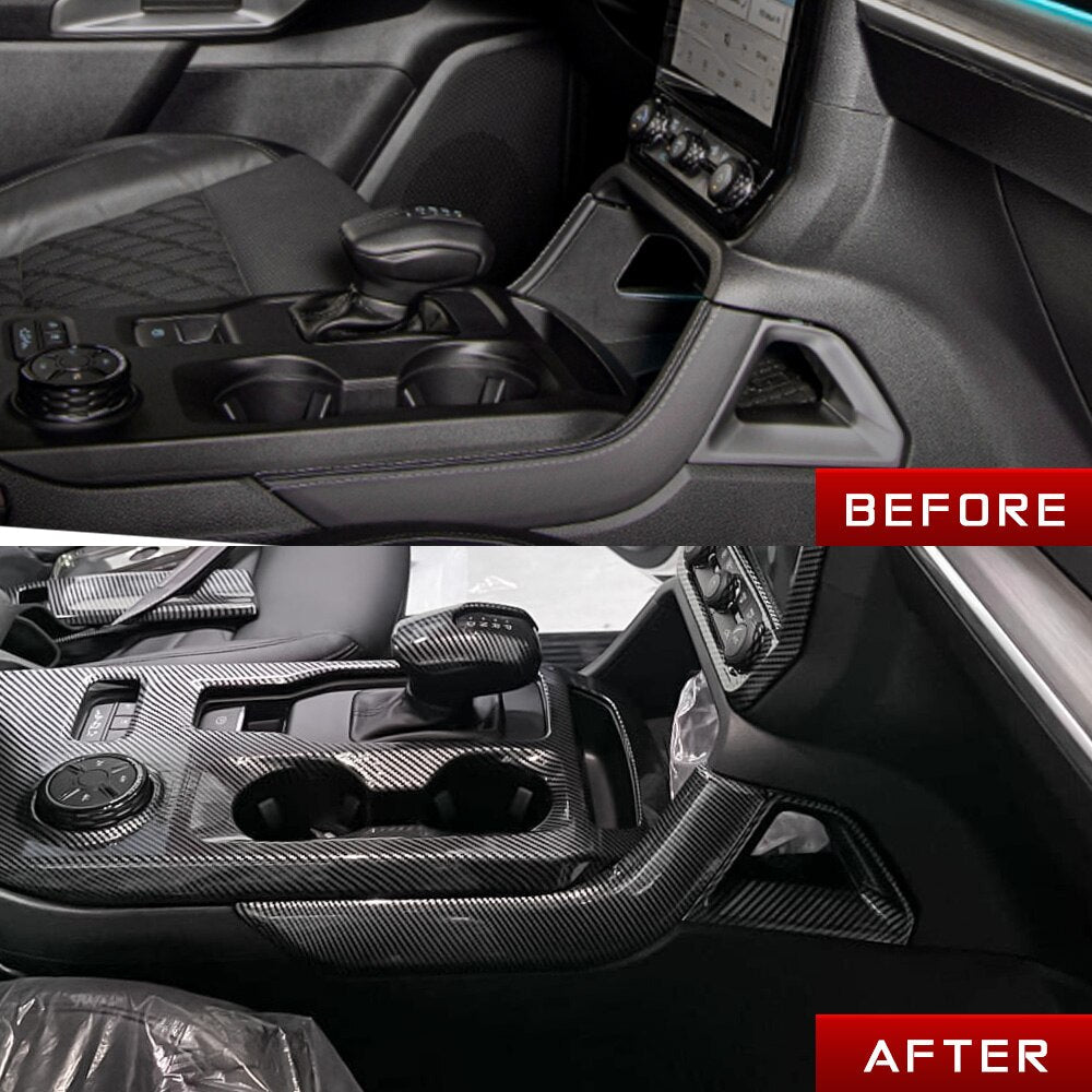 Console Line Cover on the Next Gen Ford Ranger, Raptor & Everest, close-up detail
