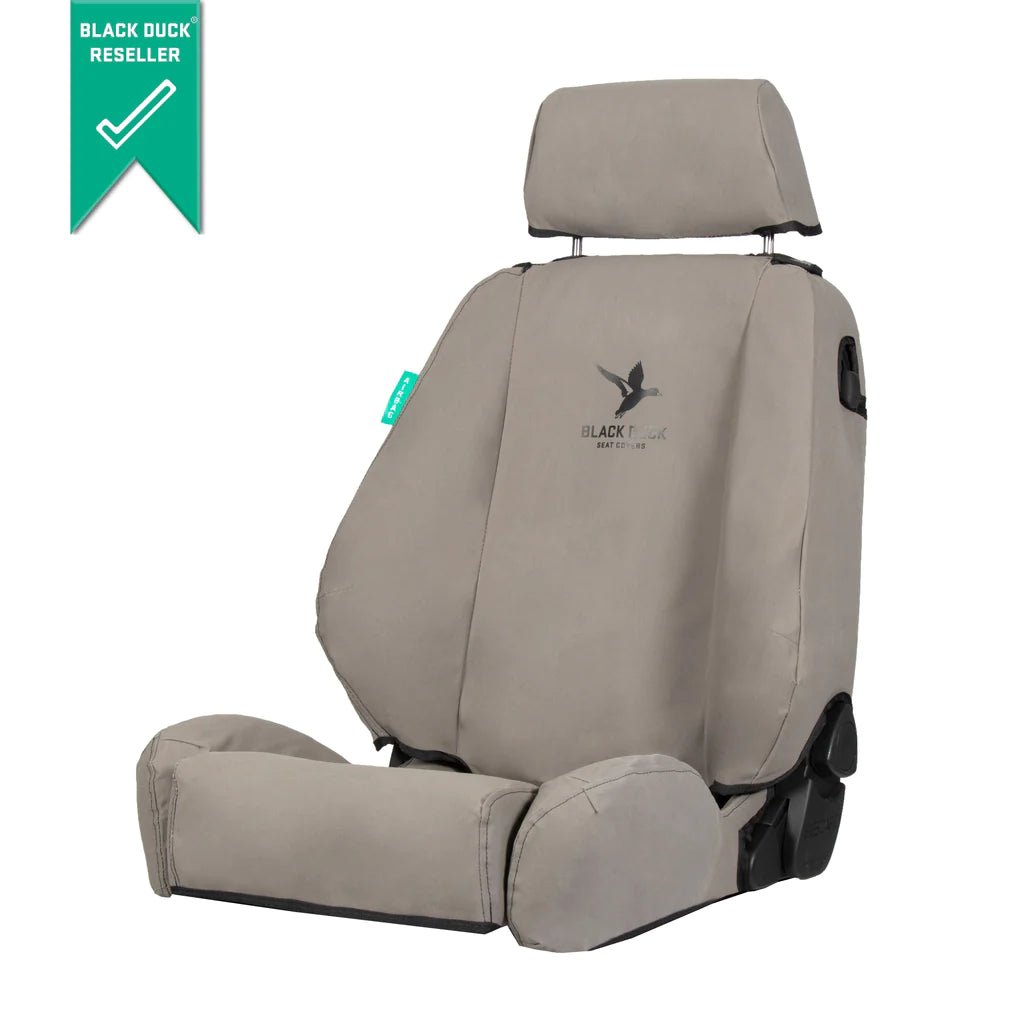 Canvas Seat Covers on the Next Gen Ford Ranger Raptor, rear three-quarter view