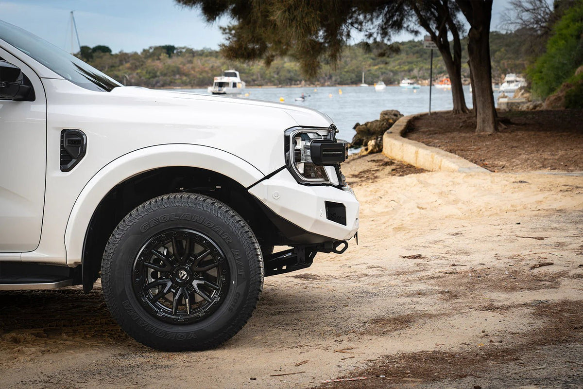 Diablo Bull Bar (No Loop) on the Next Gen Ford Ranger, rear three-quarter view
