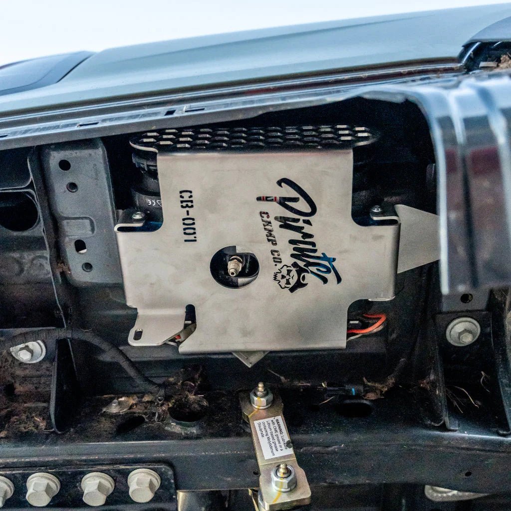 Dual ARB Compressor Under-Tub Mount on the Next Gen Ford Ranger, rear three-quarter view