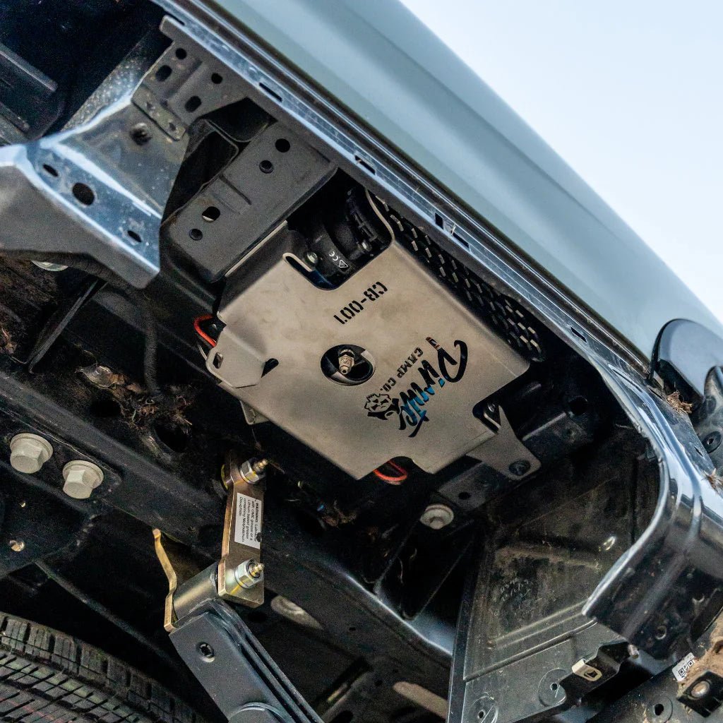Dual ARB Compressor Under-Tub Mount on the Next Gen Ford Ranger, fitted on the vehicle