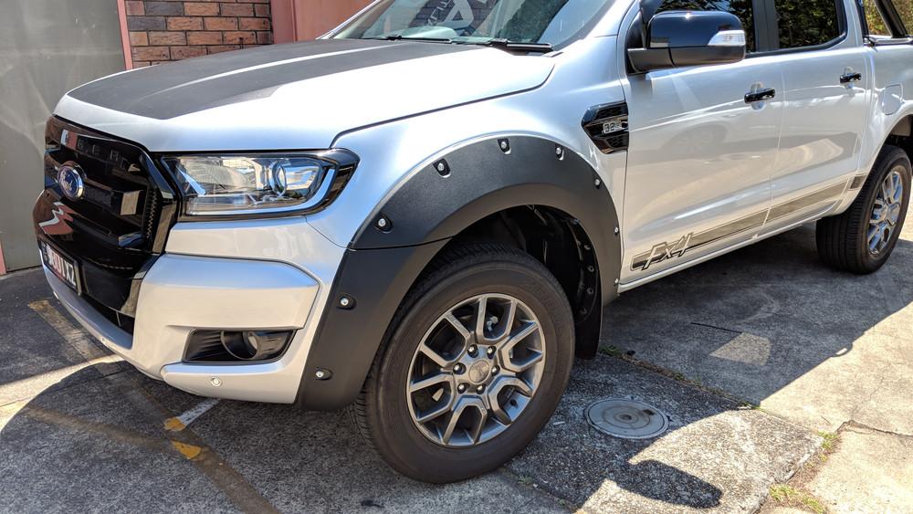 Fender Flares on the Ford Ranger Wildtrak PX3, angled view