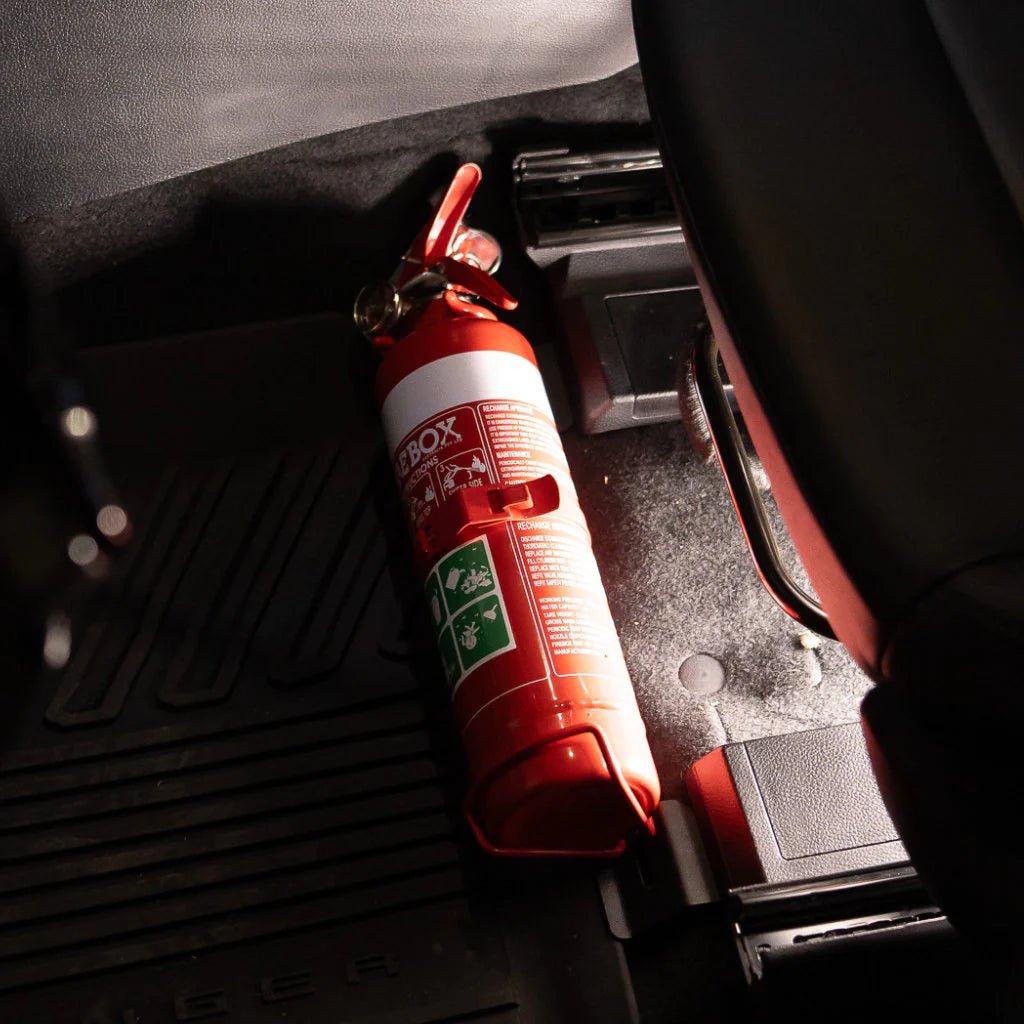 Fire Extinguisher Bracket on the Next Gen Ford Ranger & Everest, fitted on the vehicle