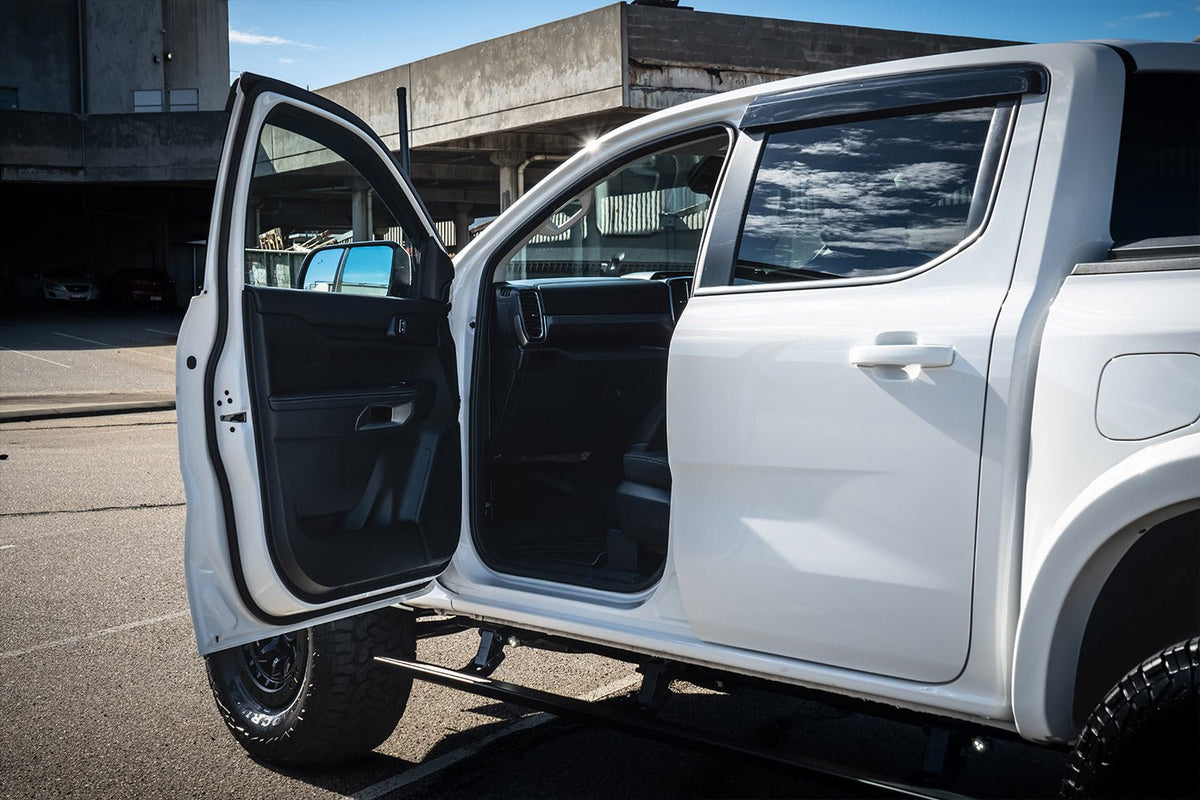 Electric Side Steps on the Next Gen Ford Ranger, close-up detail