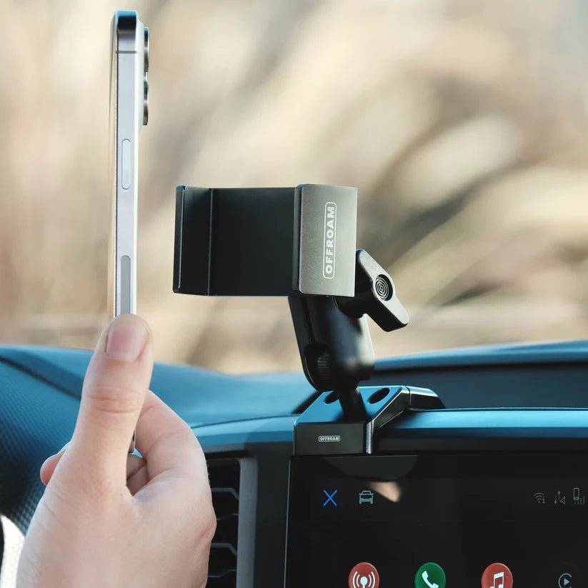Offroam Phone Mount fitted in the cabin of a Ford Ranger