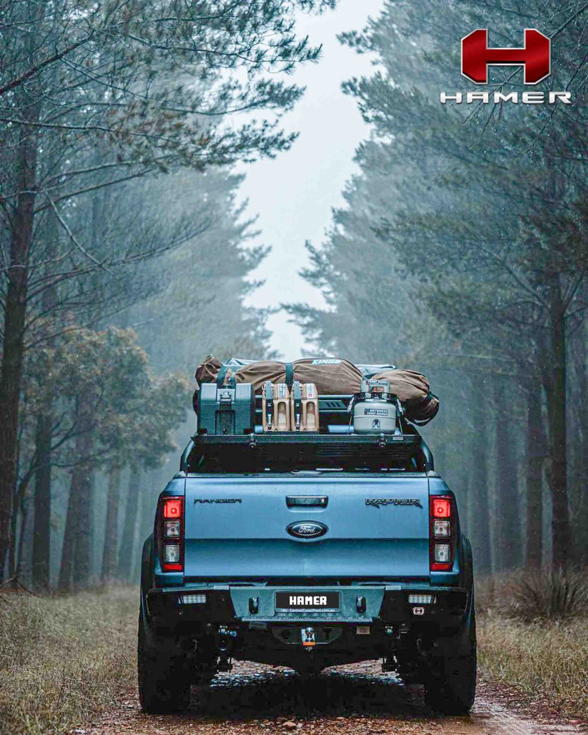 M-Series Rear Bar on the Ford Ranger Raptor Gen 1, side view