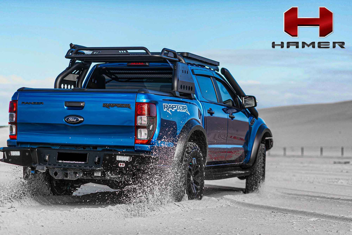 Hamer 4x4 M-Series Rear Bar fitted to a Ford Ranger Raptor Gen 1 (2018-2022)