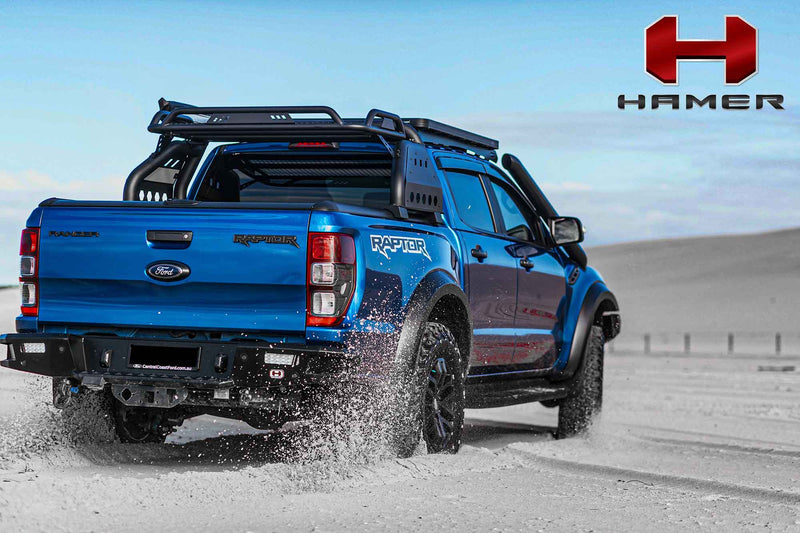 Hamer 4x4 M-Series Rear Bar fitted to a Ford Ranger Raptor Gen 1 (2018-2022)