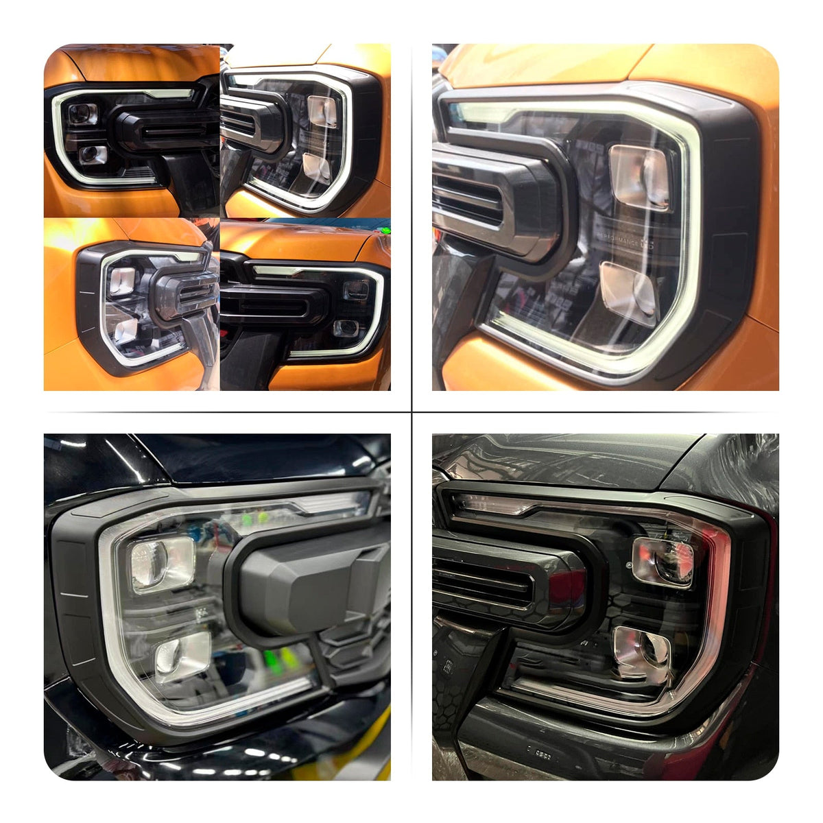 Headlight Trim Covers on the Next Gen Ford Ranger & Everest, close-up detail