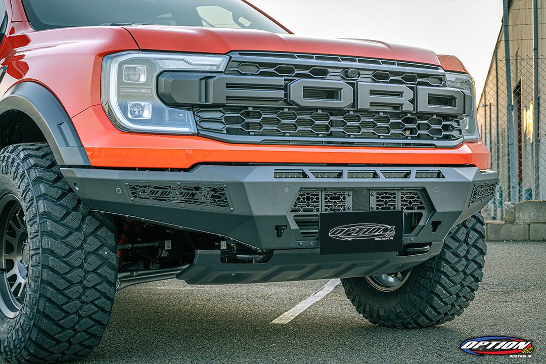 Option X Bull Bar on the Next Gen Ford Ranger Raptor, close-up detail