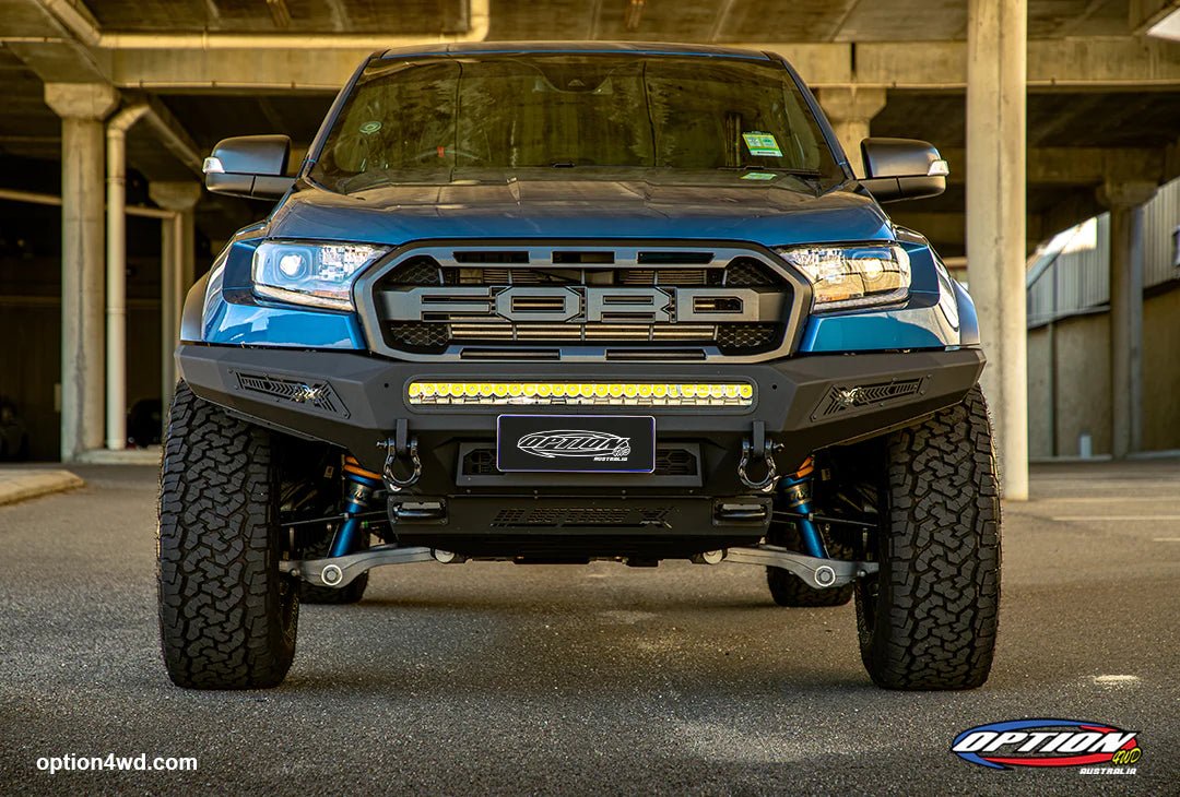 Option X Bull Bar on the Ford Ranger Raptor Gen 1, mounting detail