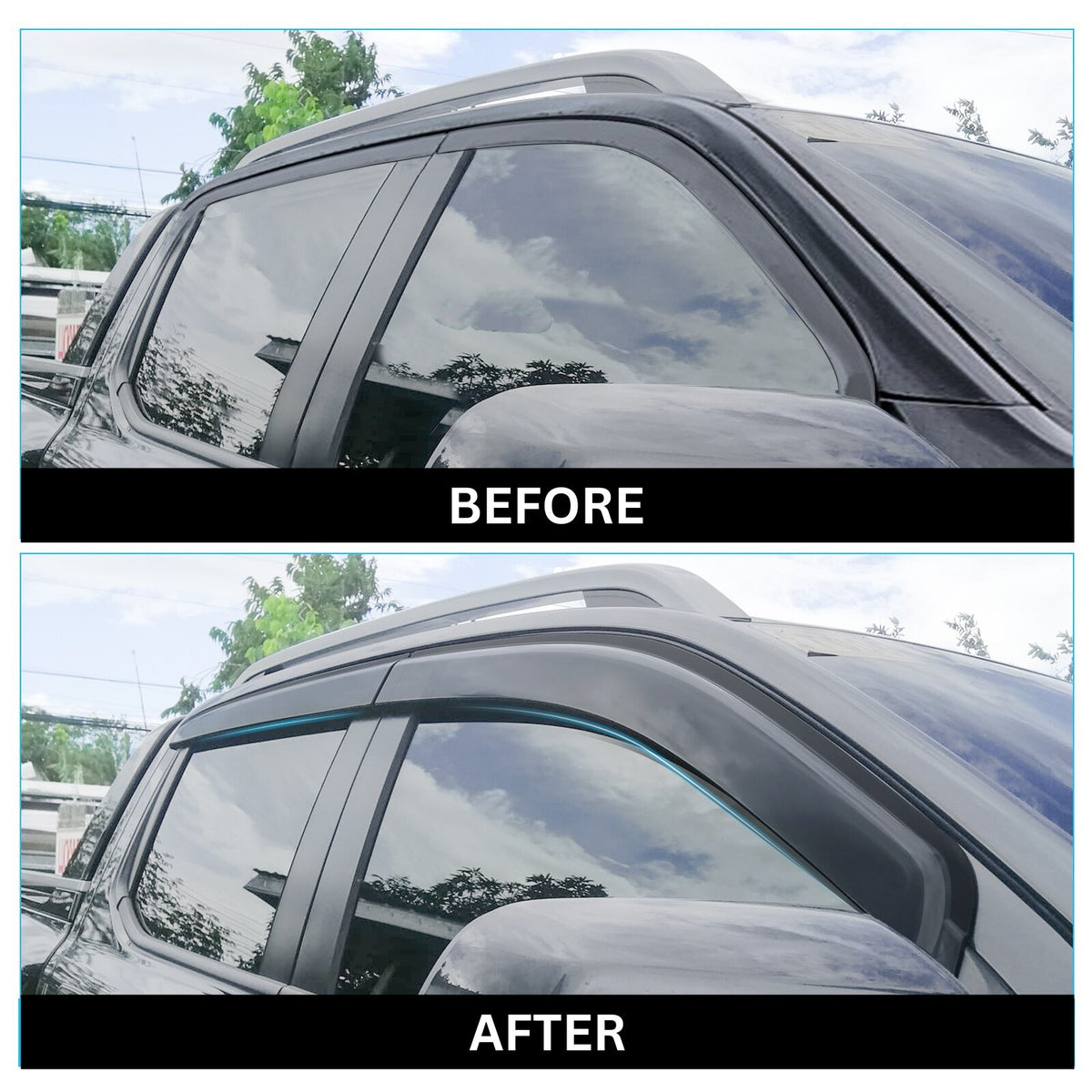 Weathershields on the Next Gen Ford Ranger & Raptor, close-up detail