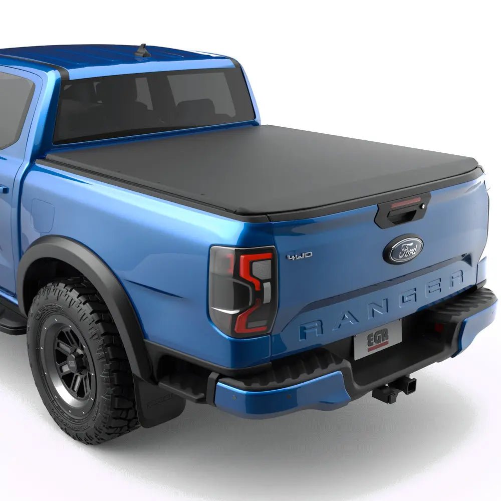 Soft Tonneau Cover on the Next Gen Ford Ranger & Raptor, rear three-quarter view