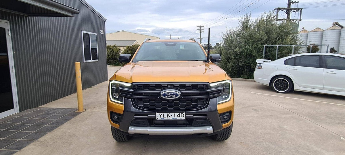 UHF Bonnet Mount on the Next Gen Ford Ranger, Raptor & Everest, close-up detail