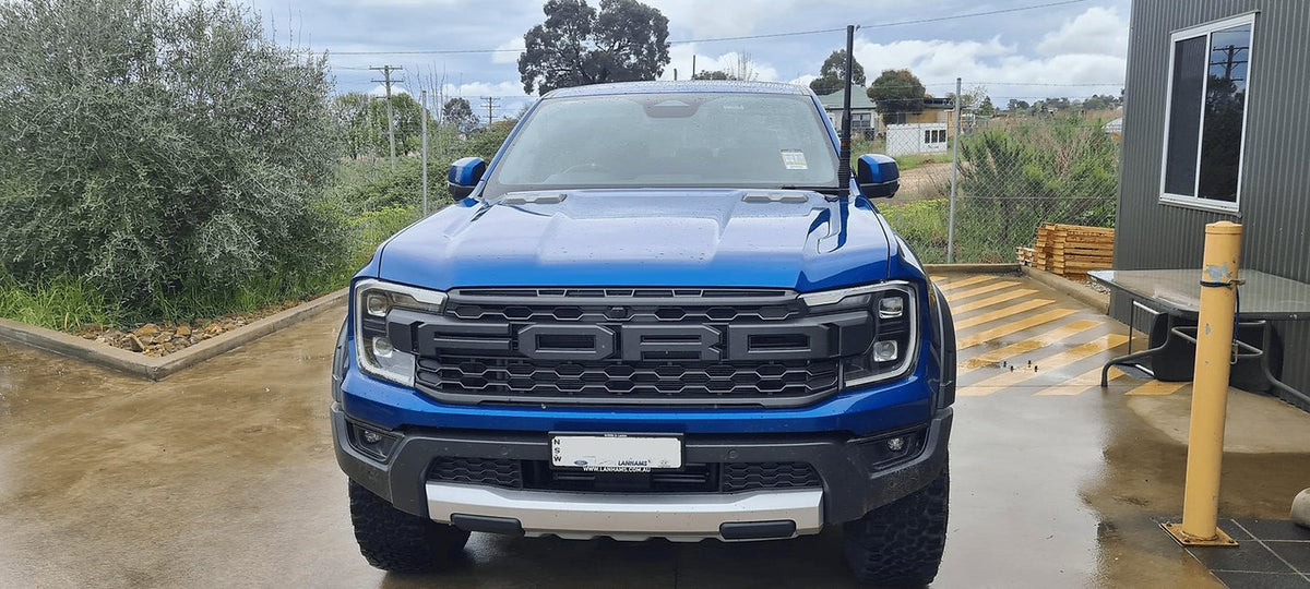 UHF Bonnet Mount on the Next Gen Ford Ranger, Raptor & Everest, mounting detail