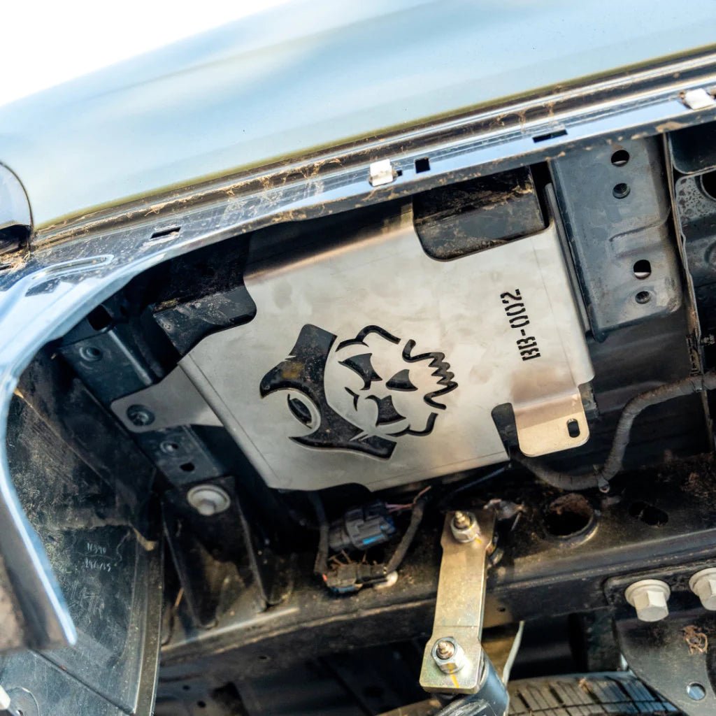 Under Tub Lithium Battery Mount on the Next Gen Ford Ranger, side view