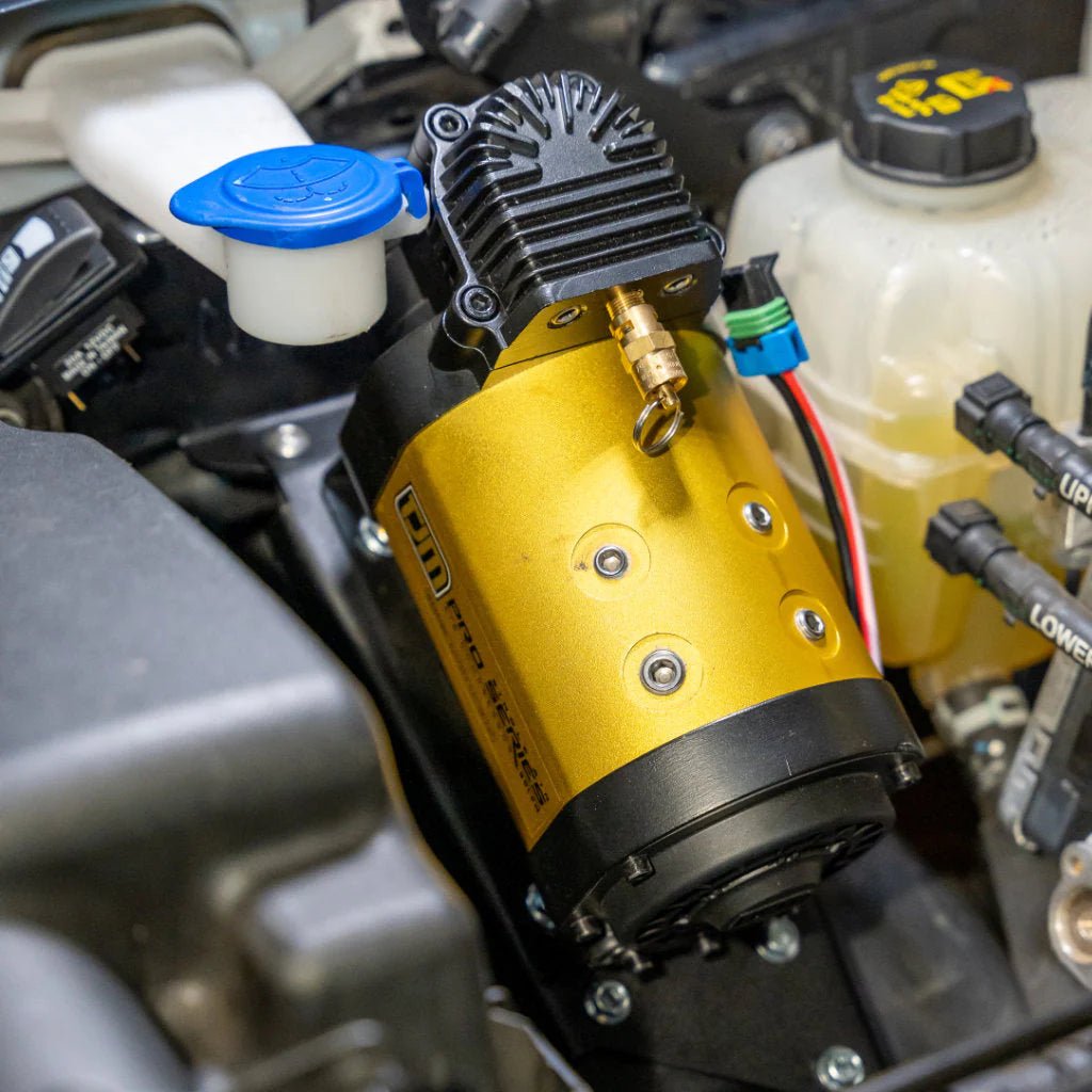 Under Bonnet Compressor Mount on the Next Gen Ford Ranger & Everest, rear three-quarter view