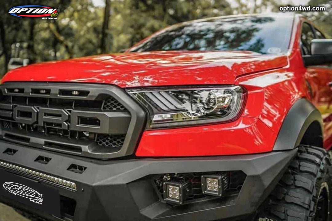 V3 Bull Bar on the Ford Ranger Raptor Gen 1, fitted on the vehicle