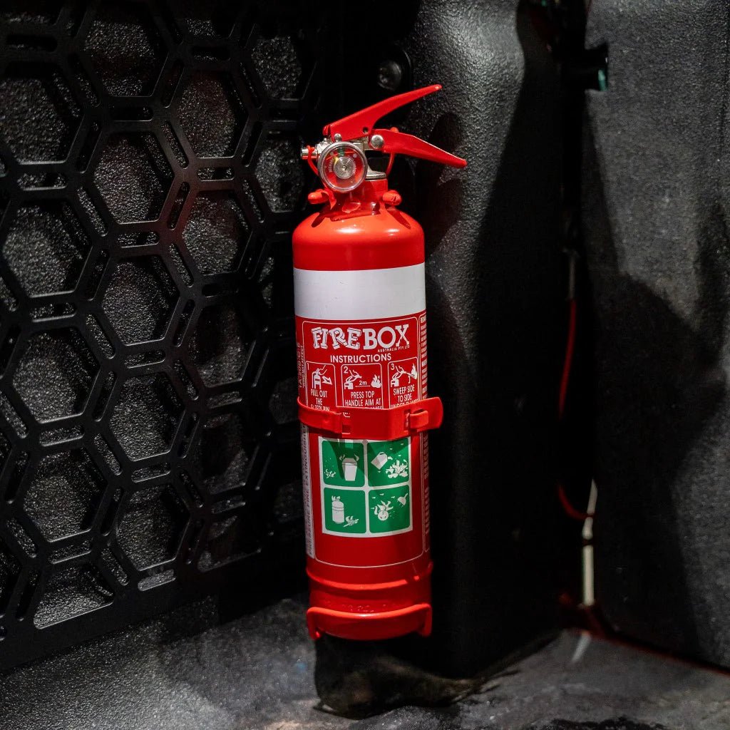 Vertical Tub Extinguisher Bracket on the Next Gen Ford Ranger & Raptor, side view