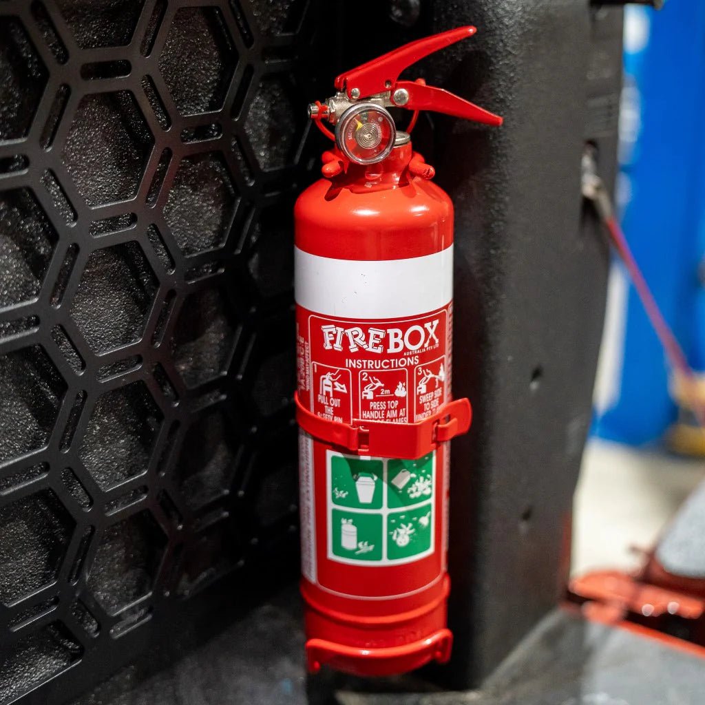 Vertical Tub Extinguisher Bracket on the Next Gen Ford Ranger & Raptor, close-up detail
