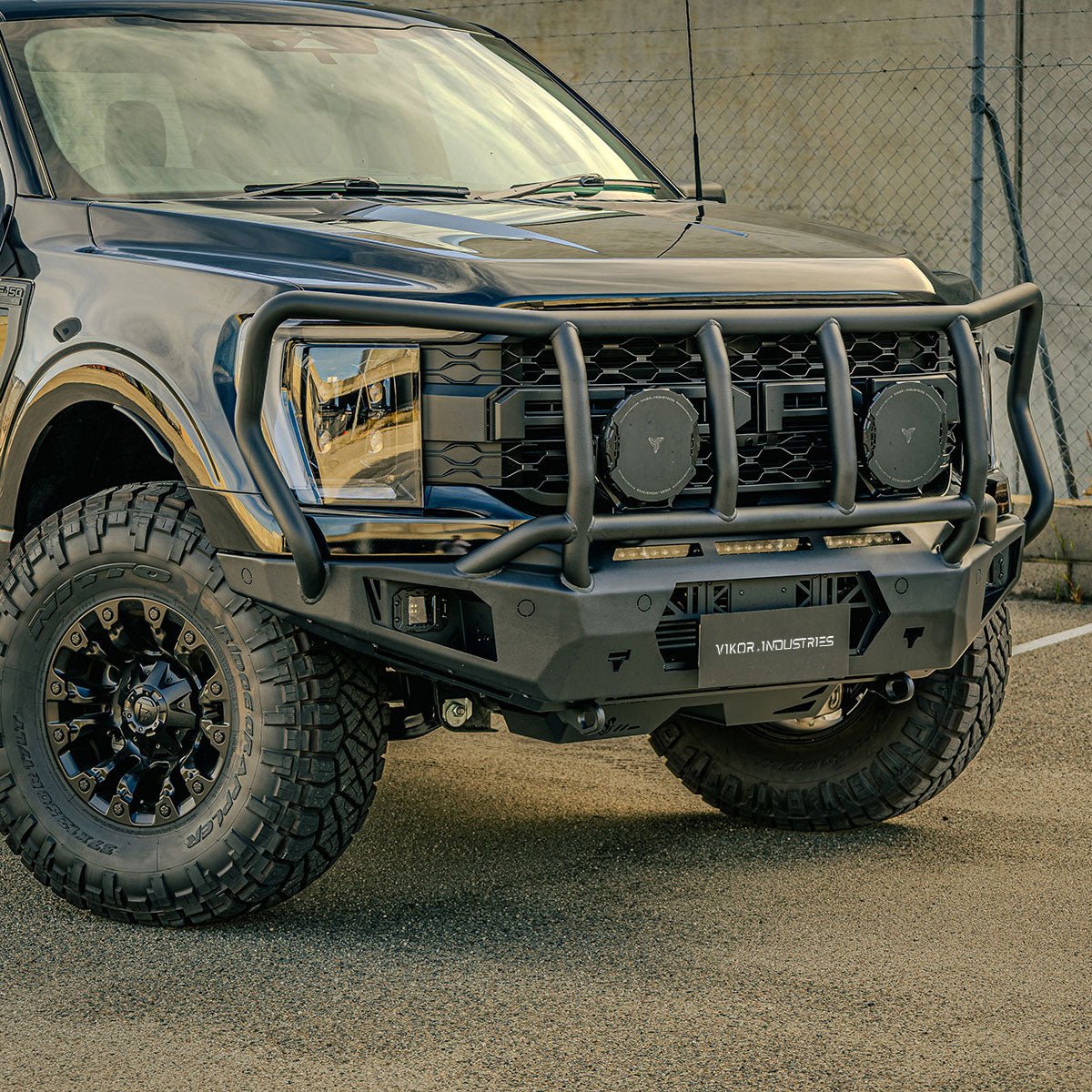 Diablo Bull Bar (Full Guard) on the Ford F-150, rear three-quarter view